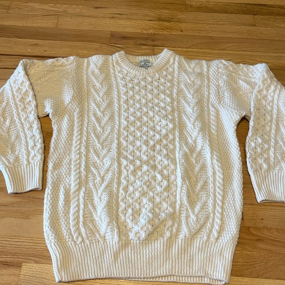 Faherty Other - Faherty Aran Woollen Mills Merino Fisherman Cableknit Crewneck Sweater Sz M
